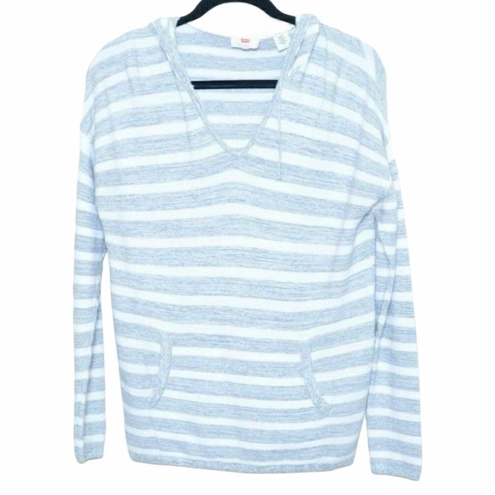 Levi’s Grey White Striped Cotton Hoodie